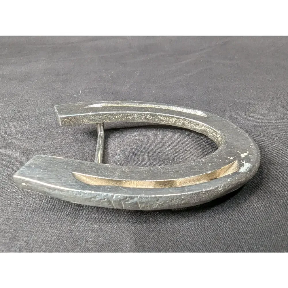 Vintage Horseshoe Belt Buckle Western Style Cast Metal Rustic Accessory Good